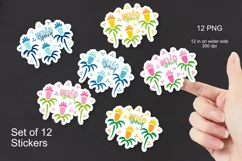 Flower Fantasy Printable Stickers Set of 12 PNG