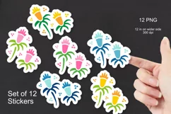 Flower Fantasy Printable Stickers Set of 12 PNG