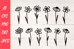 Flower SVG. Wildflowers Daisy SVG. Floral Bundle. Vector,PNG Product Image 1