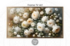 White roses Frame TV art, white rose oil painting, vintage Product Image 7