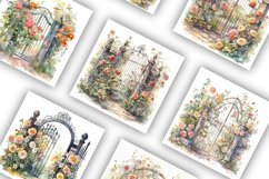 Garden Gates with Flowers | Watercolour Clipart JPG Product Image 2