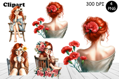 Flowers Girl Clipart, Summer PNG Sublimation Product Image 1