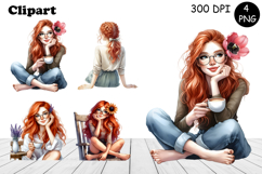 Flowers Girl Clipart, Summer PNG Sublimation Product Image 1