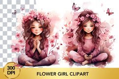 Watercolor Flower Girl clipart, Flower Girl sublimation Product Image 1