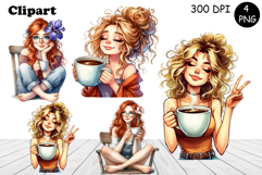 Flowers Girl Clipart, Summer PNG Sublimation Product Image 1