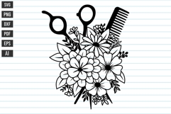 Floral Hairstylist Svg, Hairdresser Svg, Flower Salon Svg Product Image 1