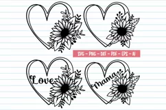 Flower Heart Svg, Heart With Flower Svg, Sunflower Svg. Product Image 1