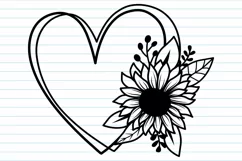 Flower Heart Svg, Heart With Flower Svg, Sunflower Svg. Product Image 7