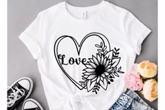 Flower Heart Svg, Heart With Flower Svg, Sunflower Svg. Product Image 4