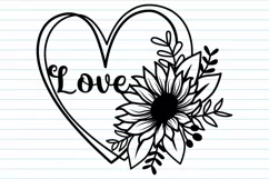 Flower Heart Svg, Heart With Flower Svg, Sunflower Svg. Product Image 10