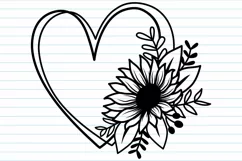 Flower Heart Svg, Heart With Flower Svg, Sunflower Svg. Product Image 9