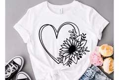 Flower Heart Svg, Heart With Flower Svg, Sunflower Svg. Product Image 3