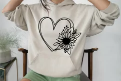 Flower Heart Svg, Heart With Flower Svg, Sunflower Svg. Product Image 5