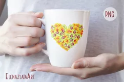 Heart, watercolor clipart. Tropical orchid. Valentine's Day Product Image 3