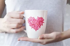 Heart, flower watercolor clipart. Valentines Day Product Image 3
