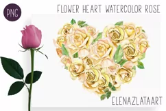 Heart Watercolor yellow rose. Valentine's day clipart Product Image 1
