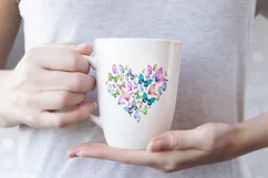 Heart, Butterfly watercolor clipart. Valentines Day Product Image 3