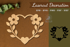 Flower Heart Frame Lasercut Decoration SVG Product Image 1
