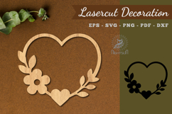 Flower Heart Frame Lasercut Decoration SVG Product Image 1