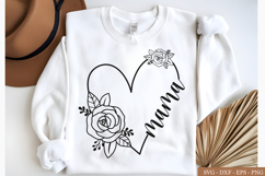 Retro Mama Heart Flowers Mother’s Day Design, svg cut file Product Image 1
