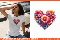 Heart Flower Sublimation Design PNG. Flower heart PNG design Product Image 1