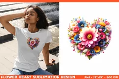 Heart Flower Sublimation Design PNG. Flower heart PNG design Product Image 1