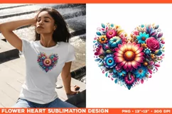 Heart Flower Sublimation Design PNG. Flower heart PNG design Product Image 1