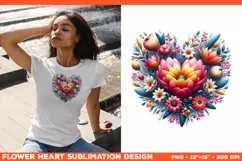 Heart Flower Sublimation Design PNG. Flower heart PNG design Product Image 1