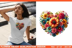 Heart Flower Sublimation Design PNG. Flower heart PNG design Product Image 1