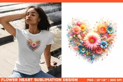 Heart Flower Sublimation Design PNG. Flower heart PNG design Product Image 1