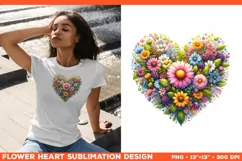 Heart Flower Sublimation Design PNG. Flower heart PNG design Product Image 1