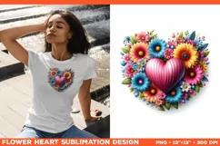 Heart Flower Sublimation Design PNG. Flower heart PNG design Product Image 1