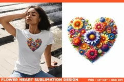 Heart Flower Sublimation Design PNG. Flower heart PNG design Product Image 1