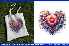 Heart Flower Sublimation Design PNG. Flower heart PNG design Product Image 2
