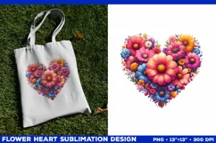Heart Flower Sublimation Design PNG. Flower heart PNG design Product Image 2