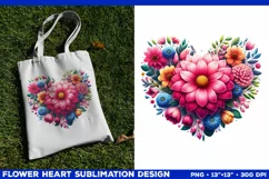 Heart Flower Sublimation Design PNG. Flower heart PNG design Product Image 2