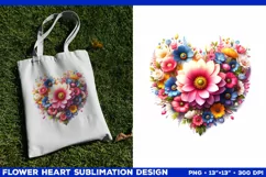 Heart Flower Sublimation Design PNG. Flower heart PNG design Product Image 2