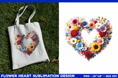 Heart Flower Sublimation Design PNG. Flower heart PNG design Product Image 2