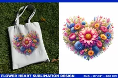 Heart Flower Sublimation Design PNG. Flower heart PNG design Product Image 2