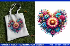 Heart Flower Sublimation Design PNG. Flower heart PNG design Product Image 2