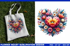 Heart Flower Sublimation Design PNG. Flower heart PNG design Product Image 2
