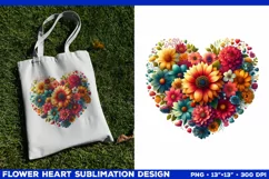 Heart Flower Sublimation Design PNG. Flower heart PNG design Product Image 2