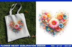 Heart Flower Sublimation Design PNG. Flower heart PNG design Product Image 2