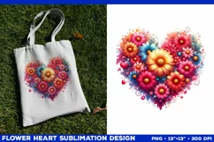 Heart Flower Sublimation Design PNG. Flower heart PNG design Product Image 2