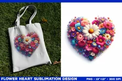 Heart Flower Sublimation Design PNG. Flower heart PNG design Product Image 2