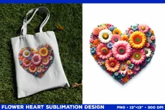 Heart Flower Sublimation Design PNG. Flower heart PNG design Product Image 2