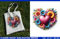 Heart Flower Sublimation Design PNG. Flower heart PNG design Product Image 2