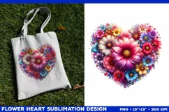 Heart Flower Sublimation Design PNG. Flower heart PNG design Product Image 2