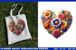 Heart Flower Sublimation Design PNG. Flower heart PNG design Product Image 2