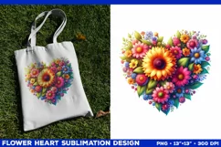 Heart Flower Sublimation Design PNG. Flower heart PNG design Product Image 2